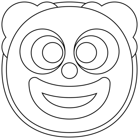 Clown Face Emoji Coloring Page